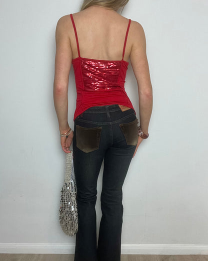 vintage 00s red sequin top