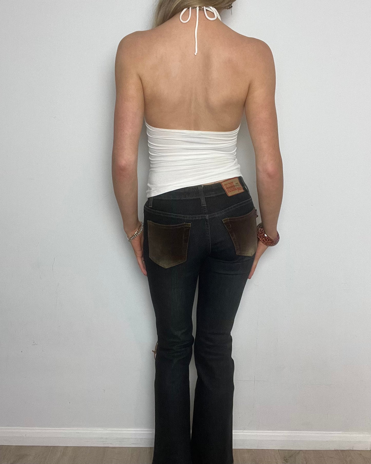 'Sisley' white sequin halter top