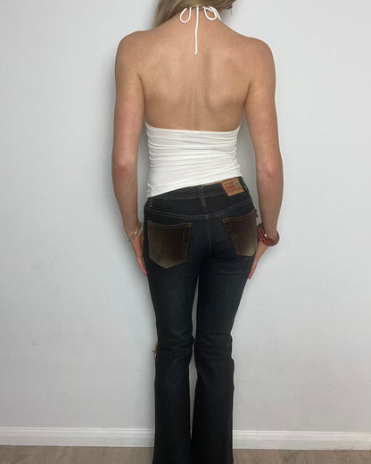 'Sisley' white sequin halter top