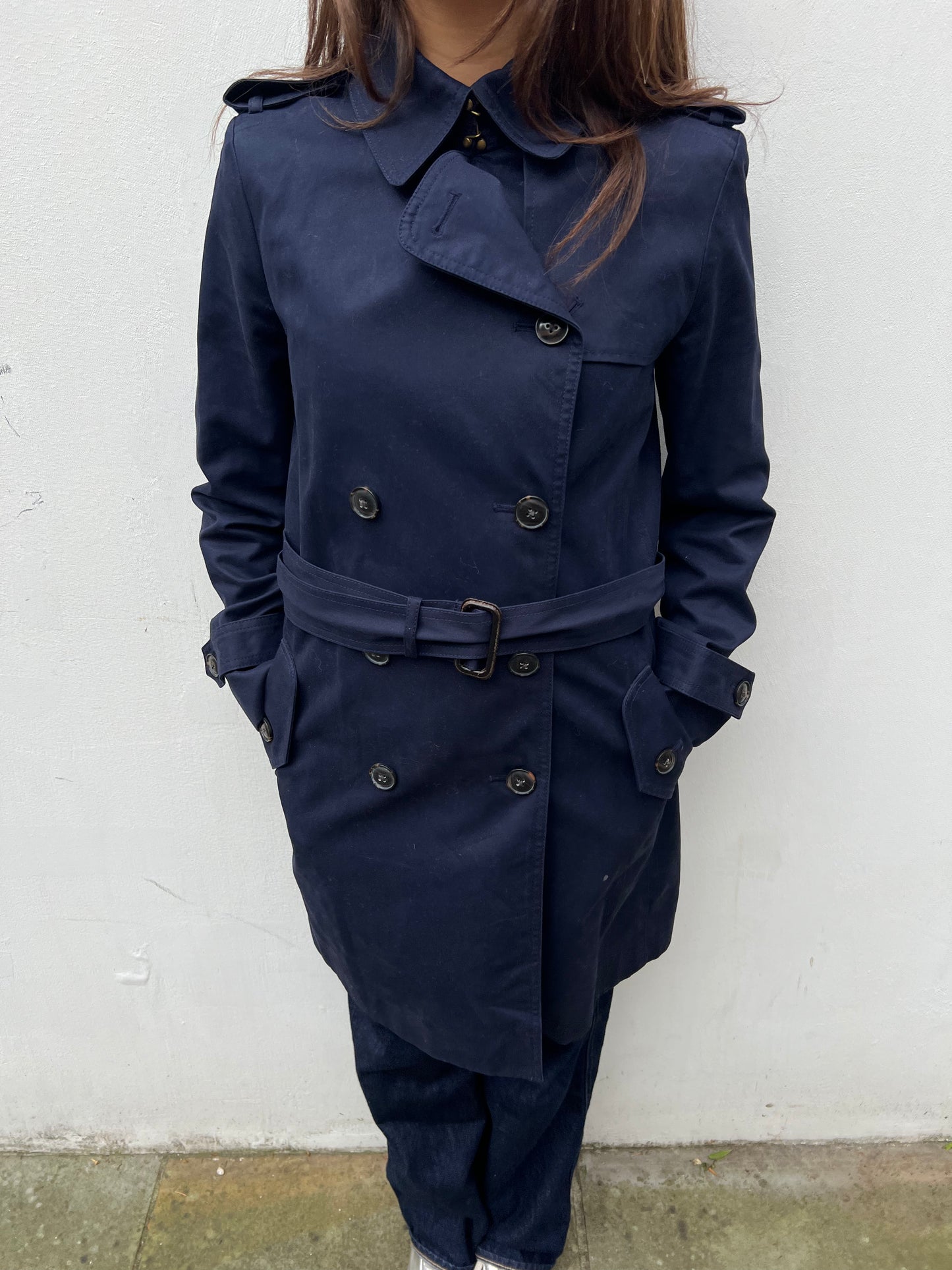 navy trench coat