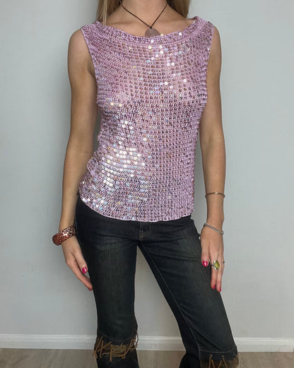 vintage 00s pink sequin top
