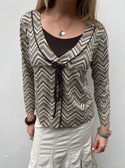 boho brown chevron long sleeve