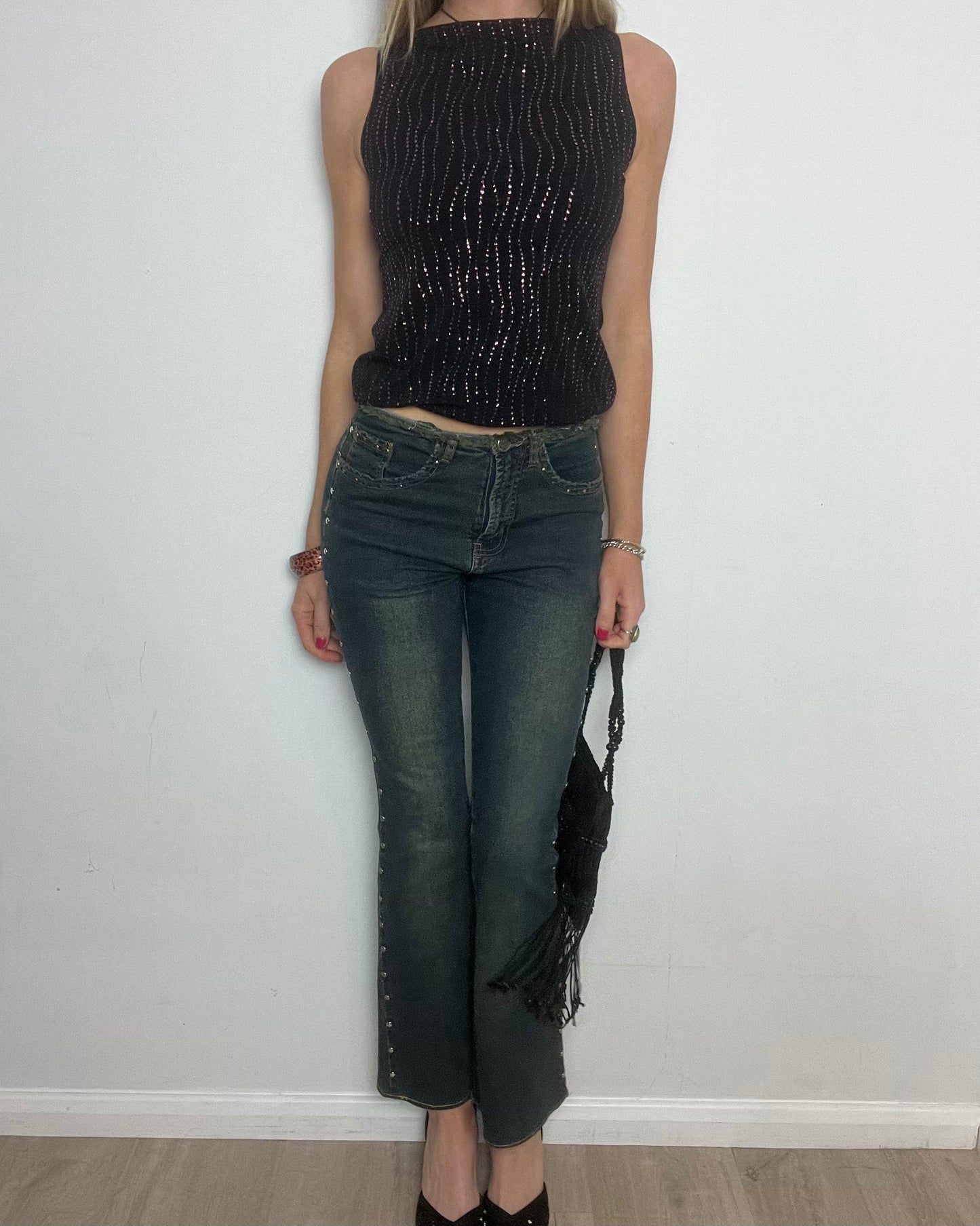 vintage 00s studded flare jeans