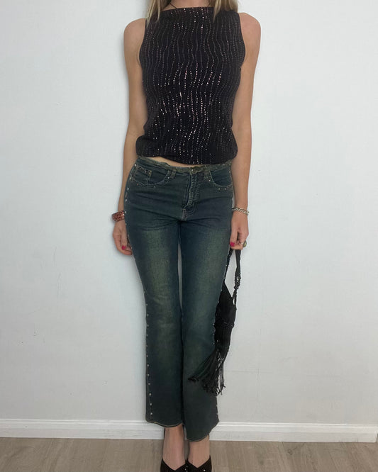 vintage 00s studded flare jeans