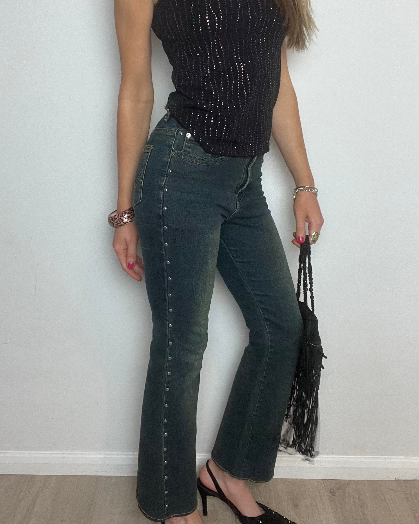 vintage 00s studded flare jeans