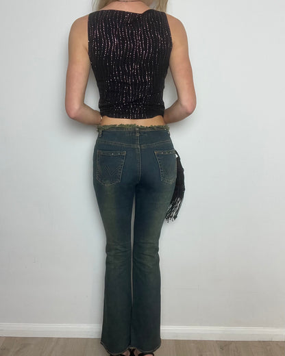 vintage 00s studded flare jeans