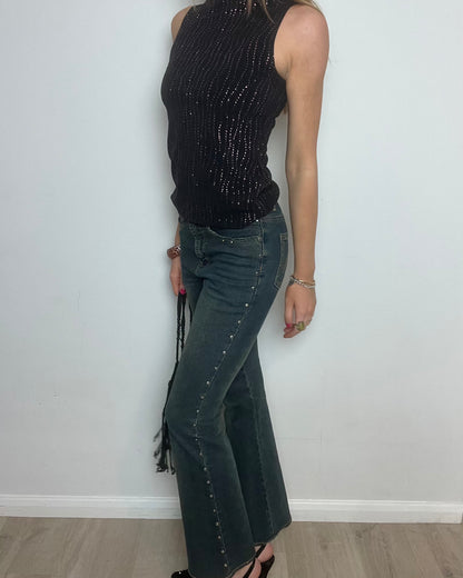 vintage 00s studded flare jeans