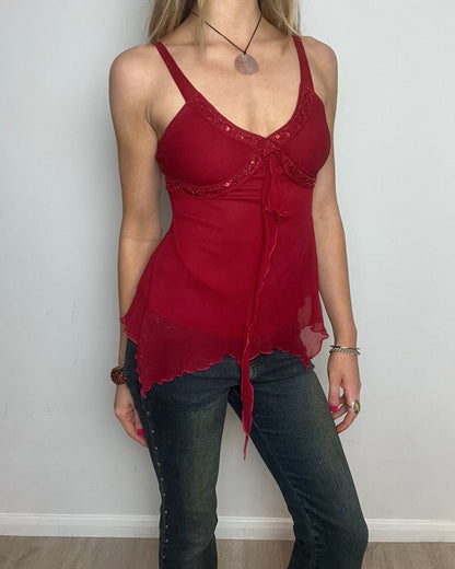'motivi' red sequin cami top