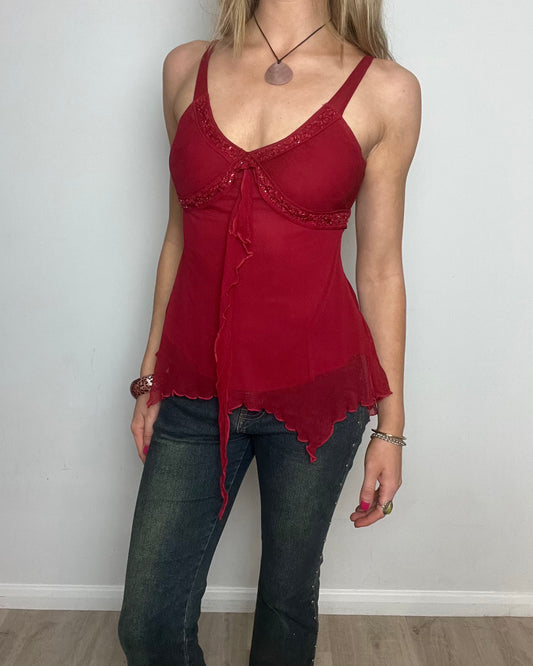 'motivi' red sequin cami top