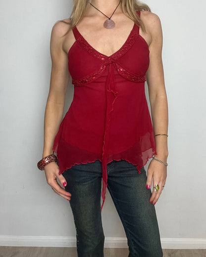 'motivi' red sequin cami top