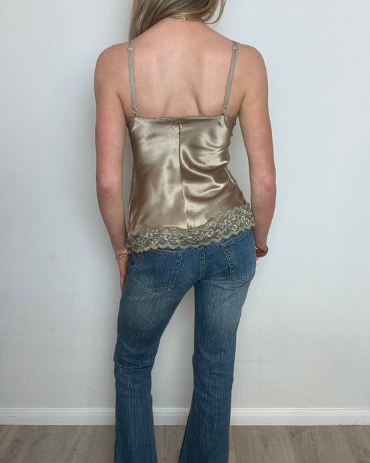 vintage 00s brown sequin cami