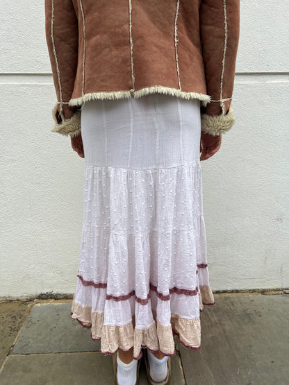 vintage tiered boho midi skirt