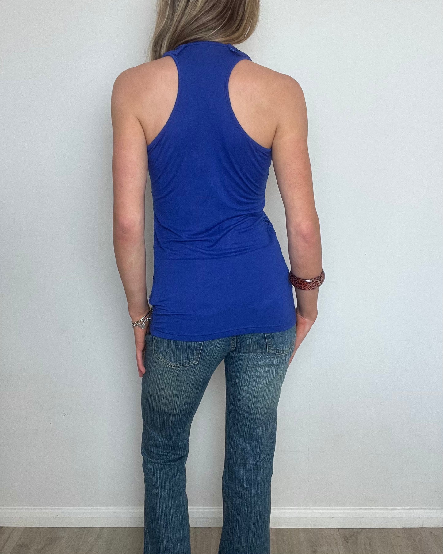vintage 00s blue sequin top