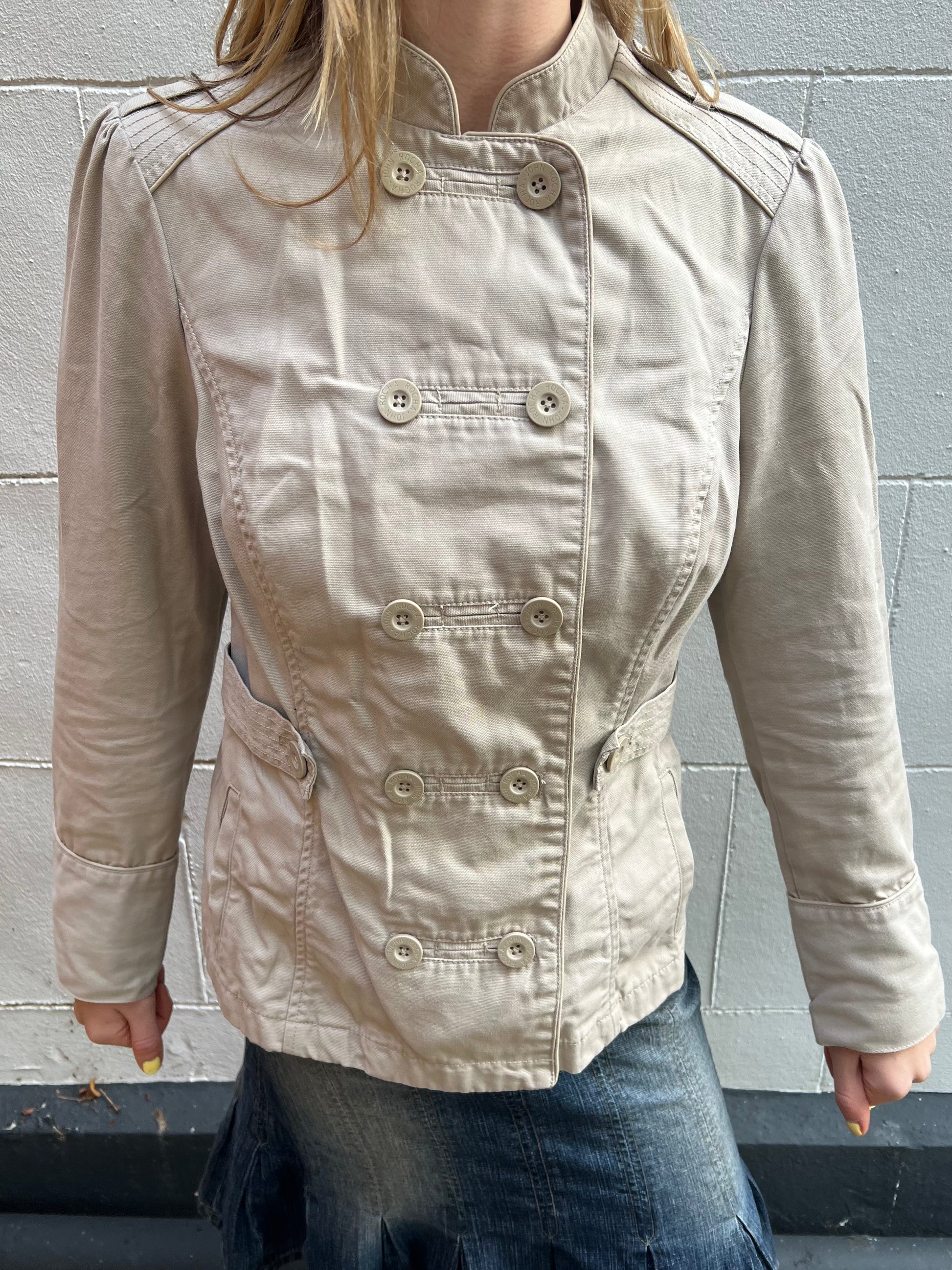 vintage double breasted beige jacket 