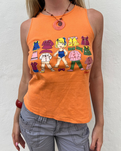 Orange graphic tank top