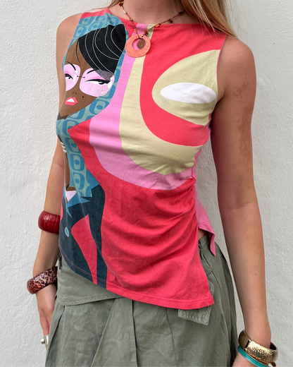 Pink graphic tank top