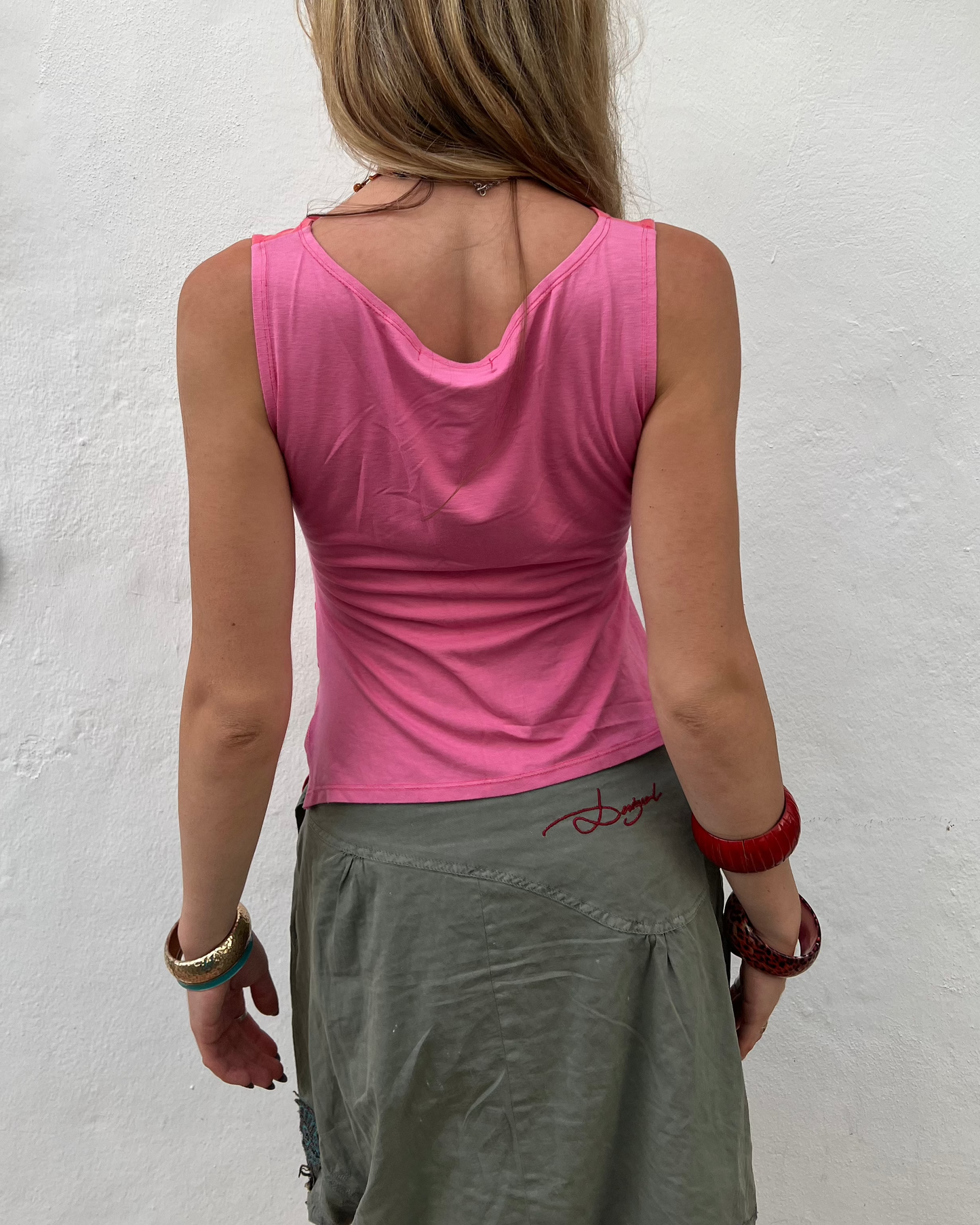 Pink graphic tank top