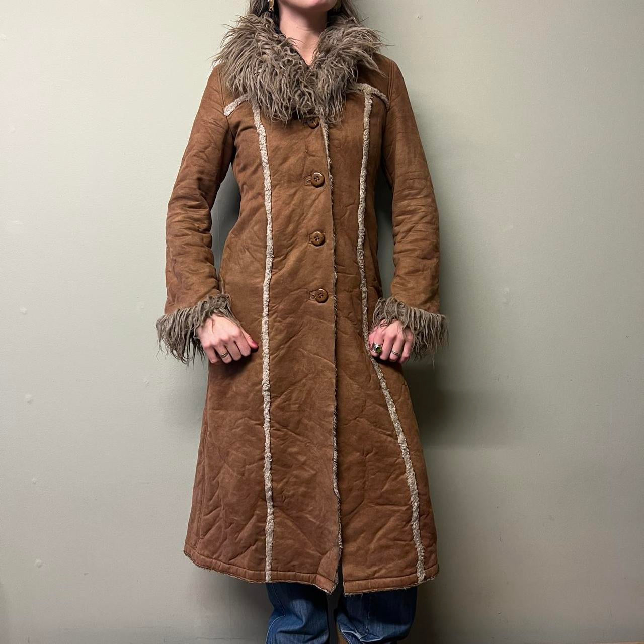 Miss Sixty brown faux fur afghan coat
