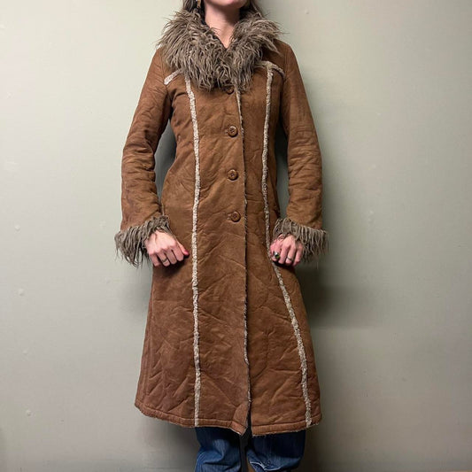 Miss Sixty brown faux fur afghan coat