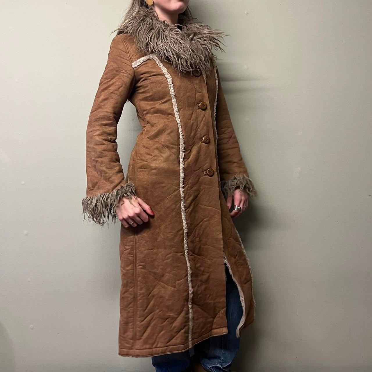 Miss Sixty brown faux fur afghan coat