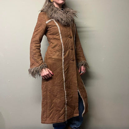 Miss Sixty brown faux fur afghan coat
