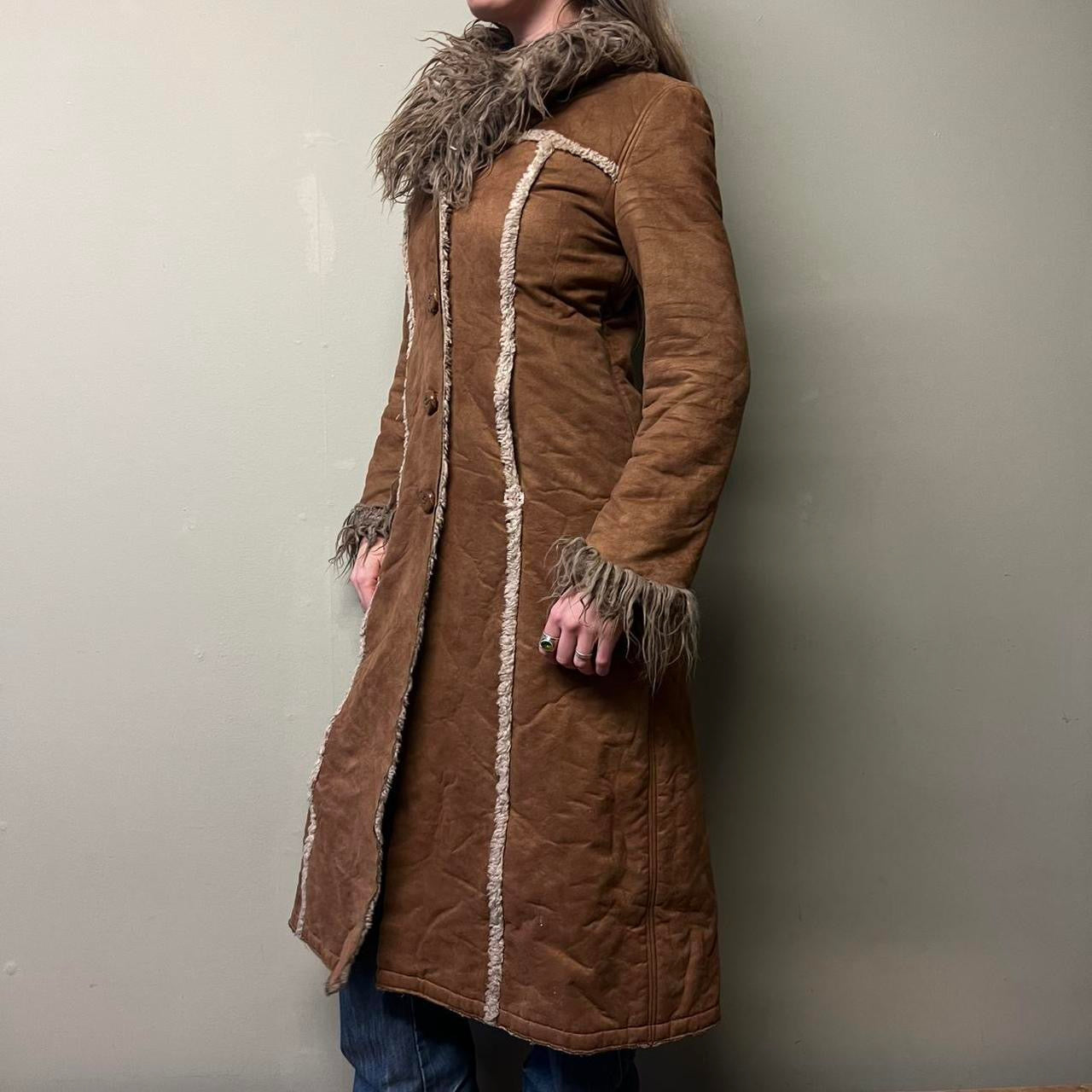 Miss Sixty brown faux fur afghan coat