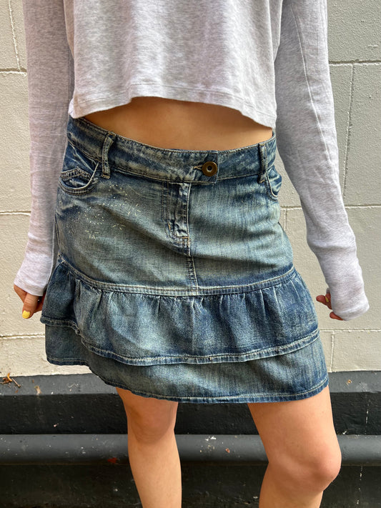 vintage denim rara mini skirt
