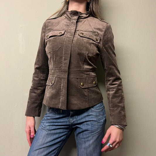 khaki military jacket, S