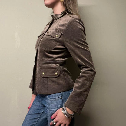khaki military jacket, S