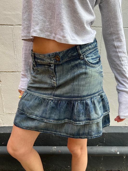 vintage denim rara mini skirt