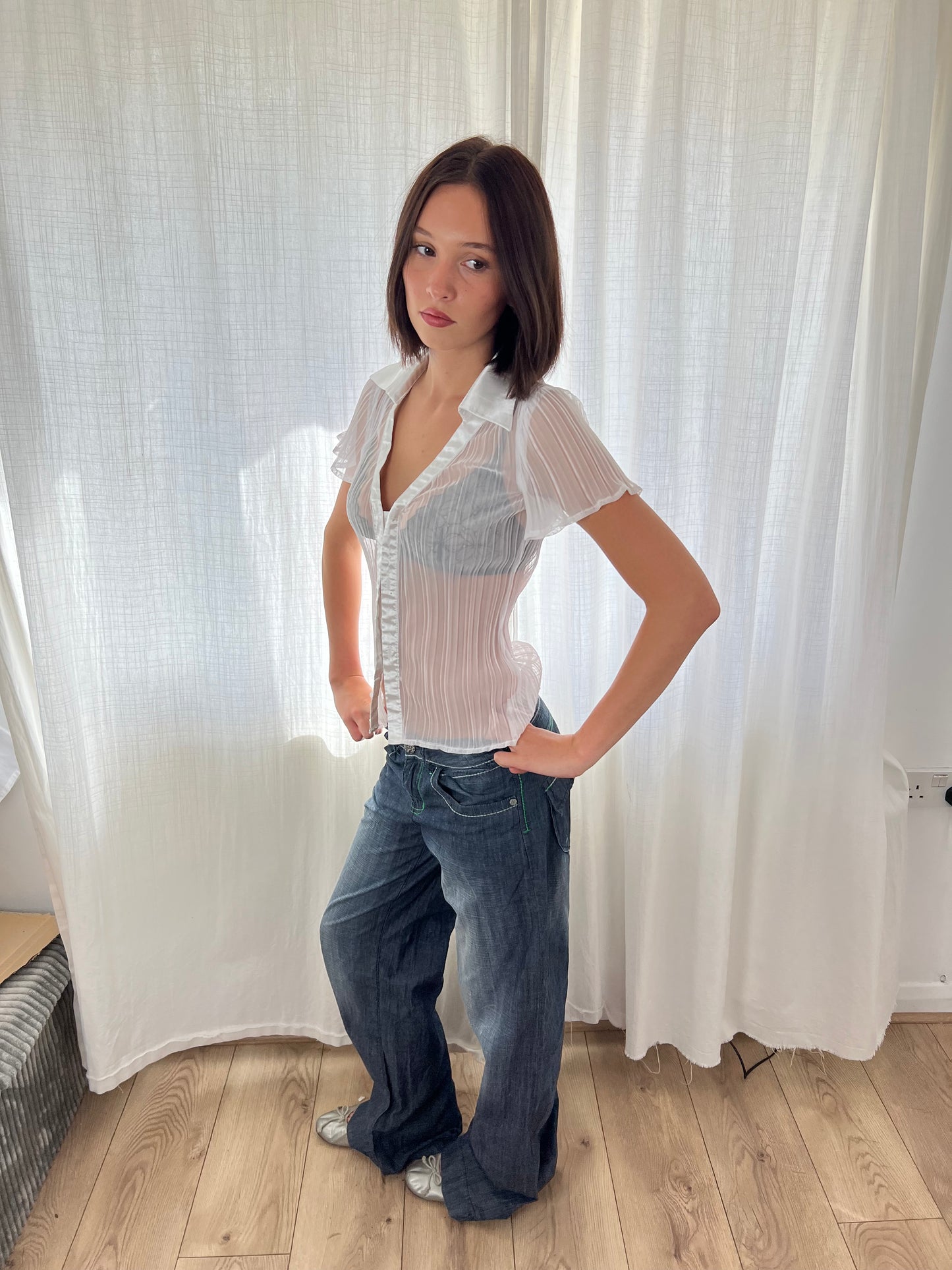 Vintage white sheer blouse
