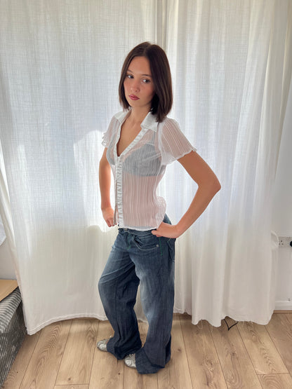 Vintage white sheer blouse