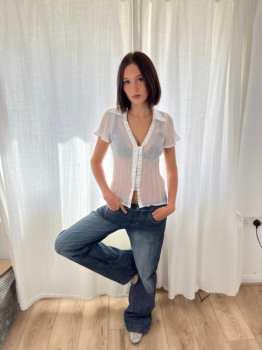 Vintage white sheer blouse