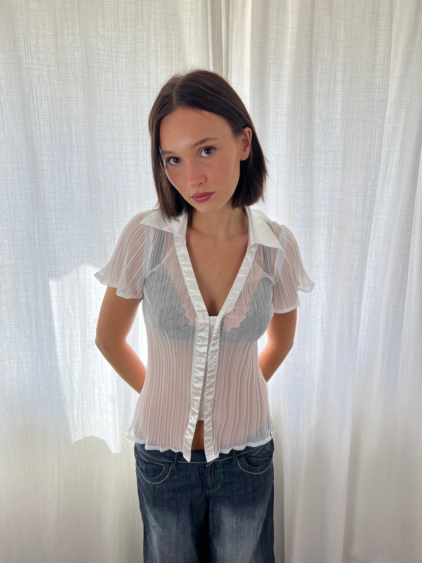 Vintage white sheer blouse