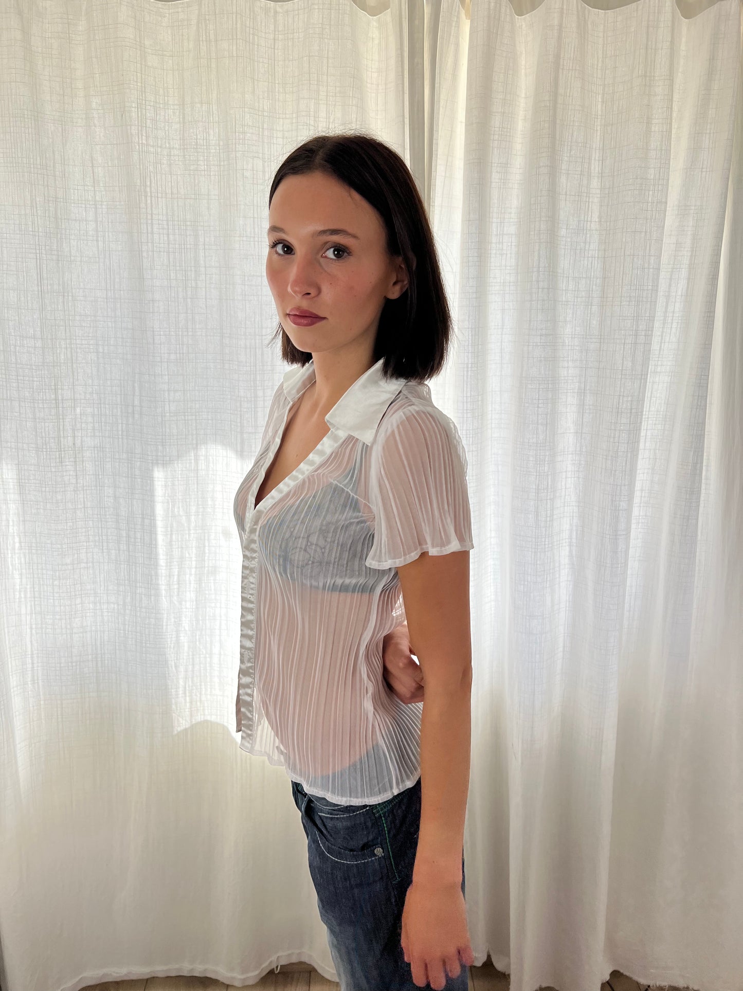 Vintage white sheer blouse