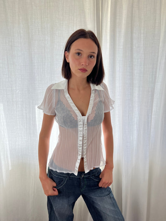 Vintage white sheer blouse