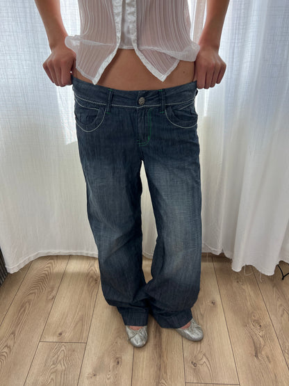 Vintage darkwash wide leg jeans