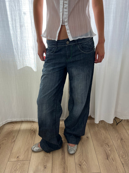 Vintage darkwash wide leg jeans