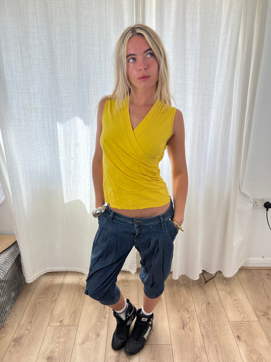 Vintage yellow ruched top