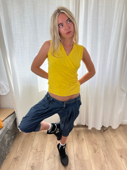 Vintage yellow ruched top