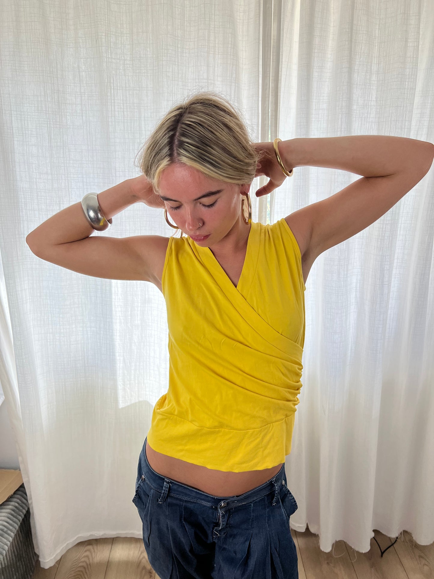 Vintage yellow ruched top