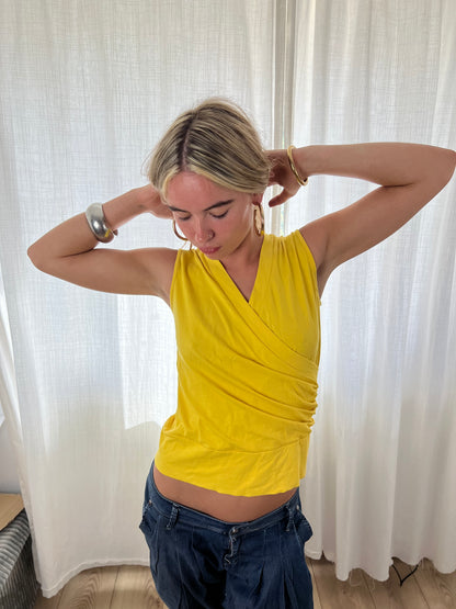 Vintage yellow ruched top