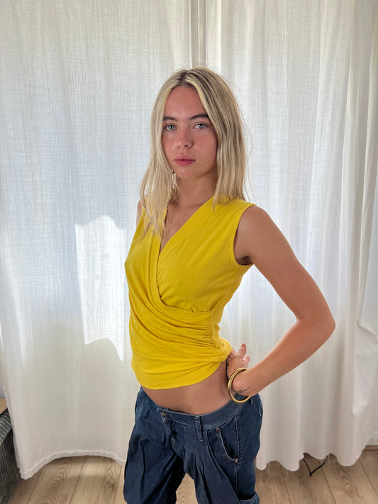 Vintage yellow ruched top