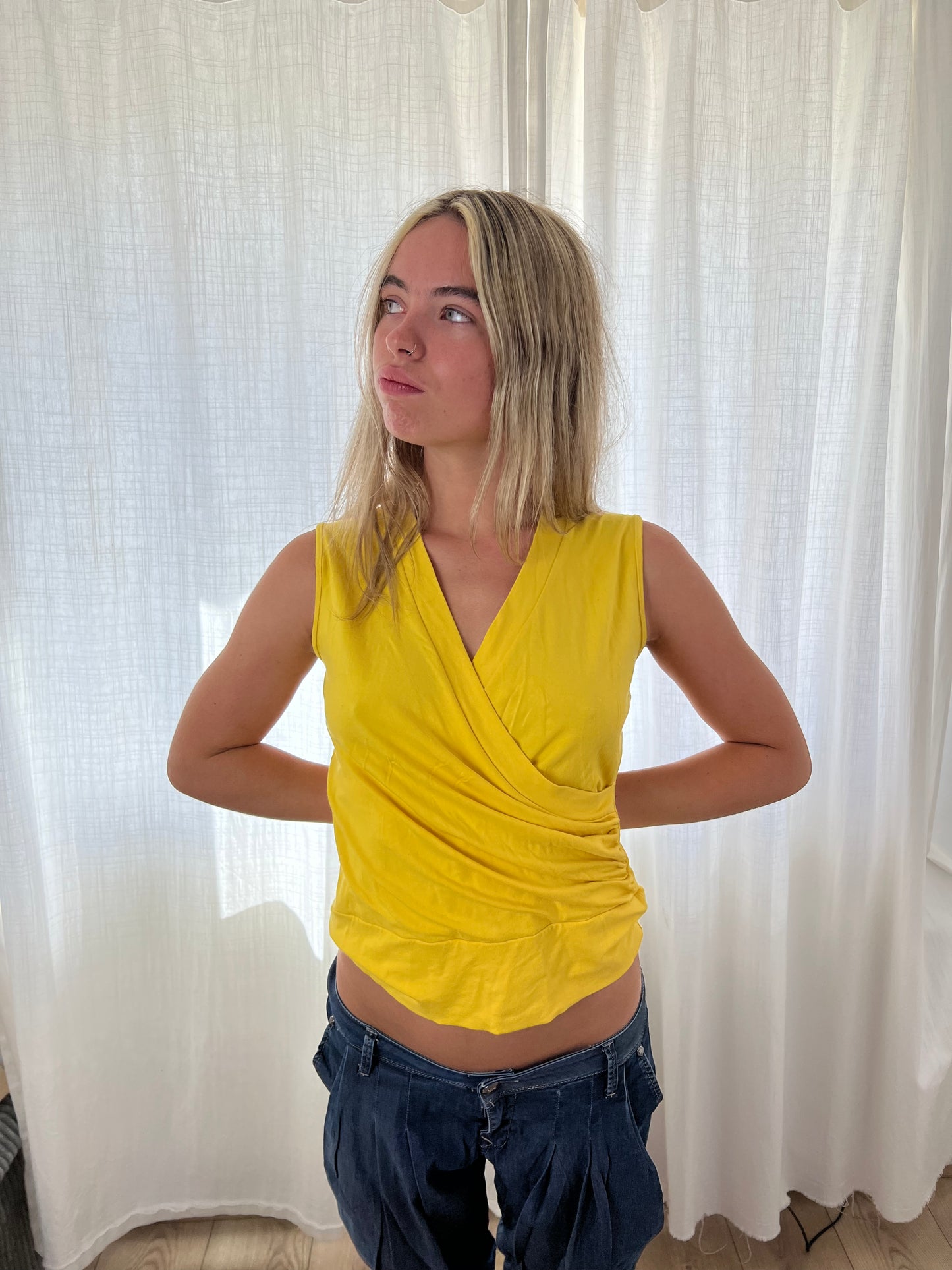 Vintage yellow ruched top