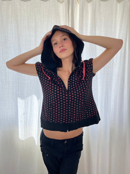 Vintage polka dot hooded top