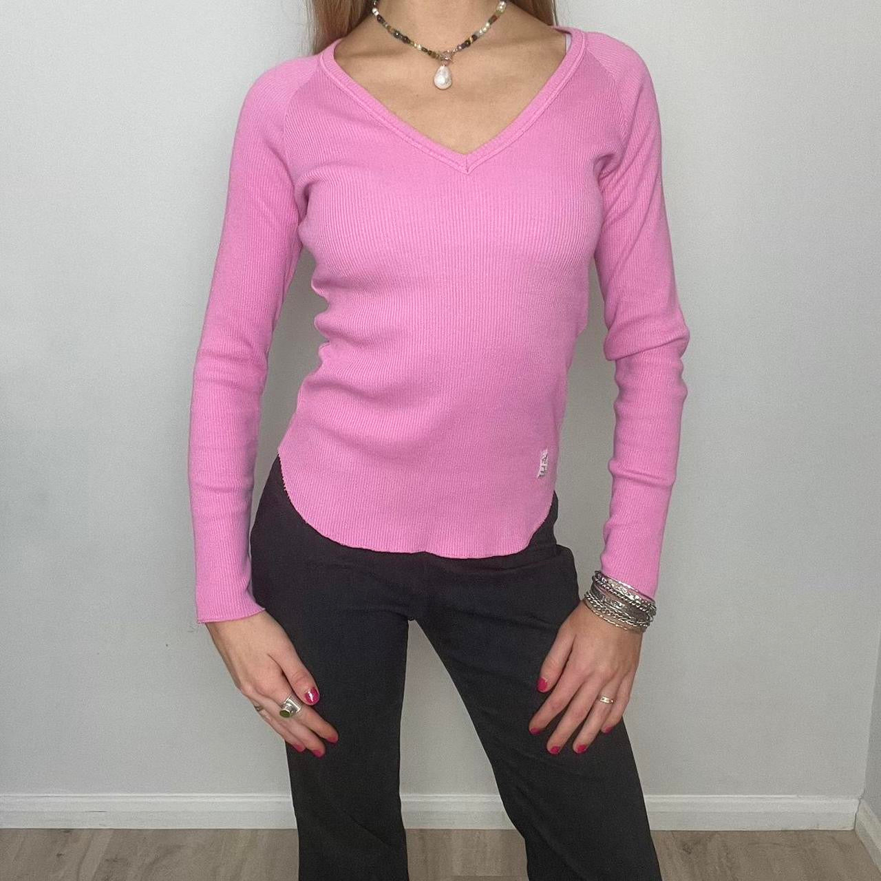 'pinko' pink ribbed long sleeve top