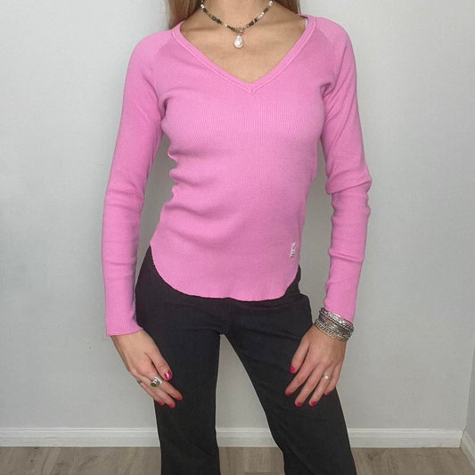 'pinko' pink ribbed long sleeve top