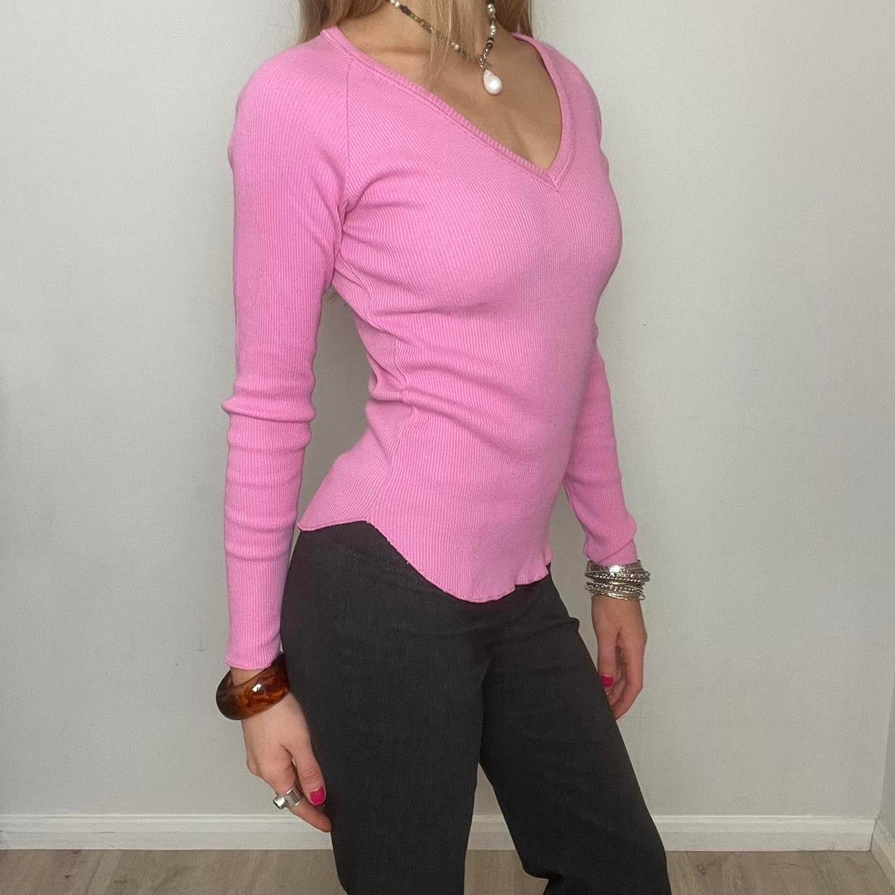 'pinko' pink ribbed long sleeve top