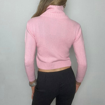 cashmere pink knit zip up
