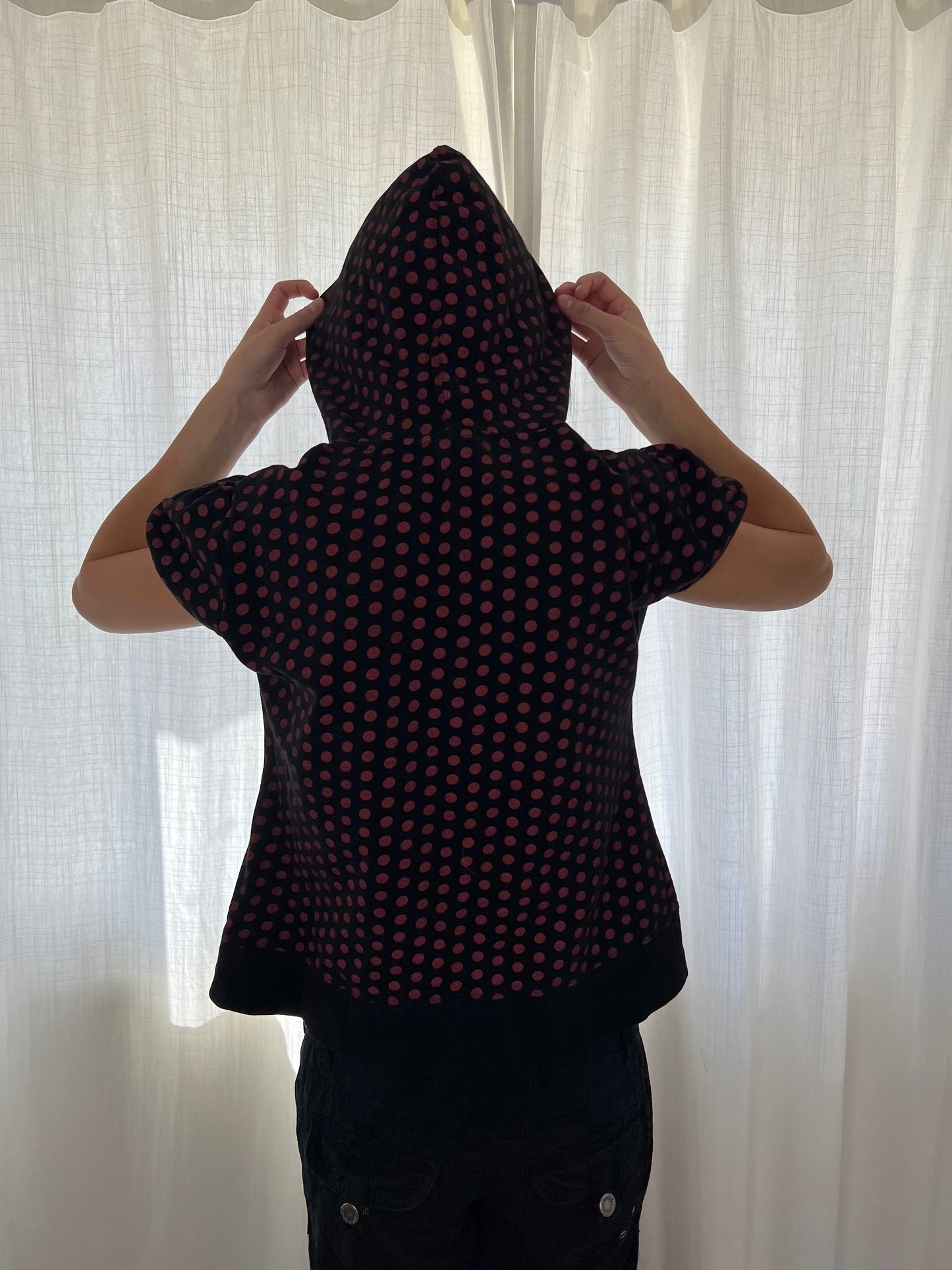 Vintage polka dot hooded top